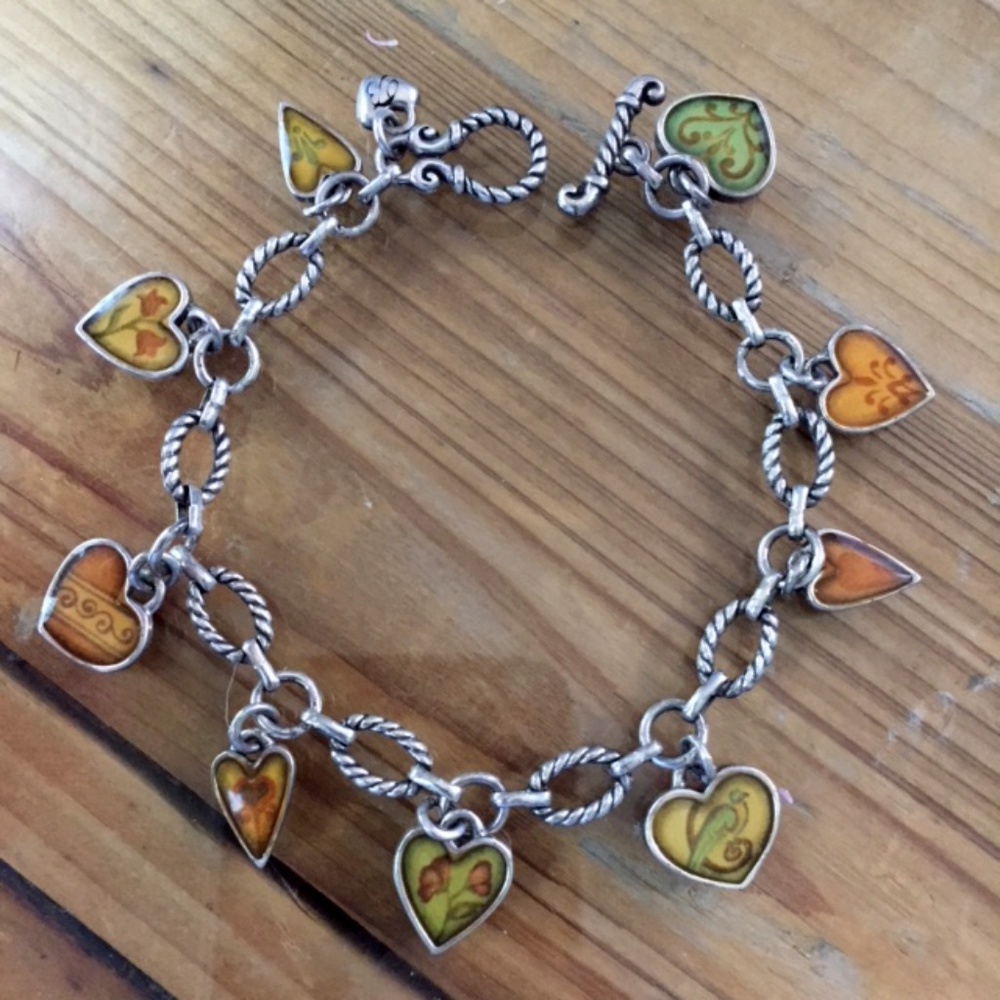 BRIGHTON ENAMEL HEART CHARM BRACELET